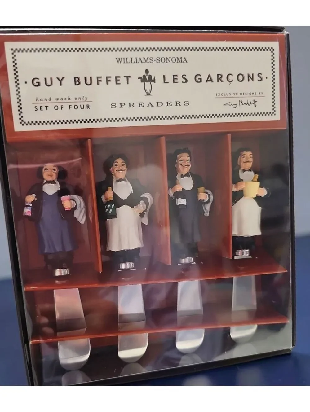 Williams‑Sonoma Guy Buffet “Les Garçons” Spreaders Set of 4, Open Box, Unused